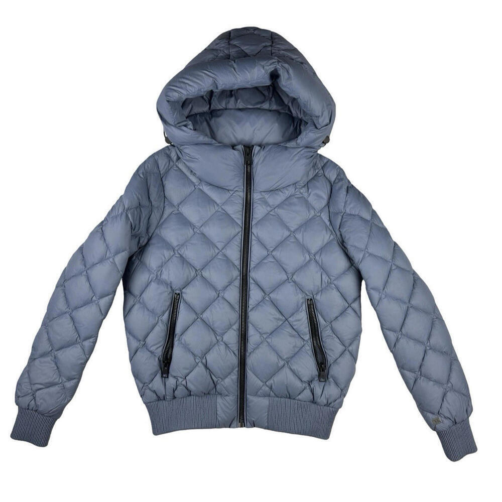 Soia & Kyo Senna TD Quilted Bomber Puffer Jacket Steel Blue Size XS